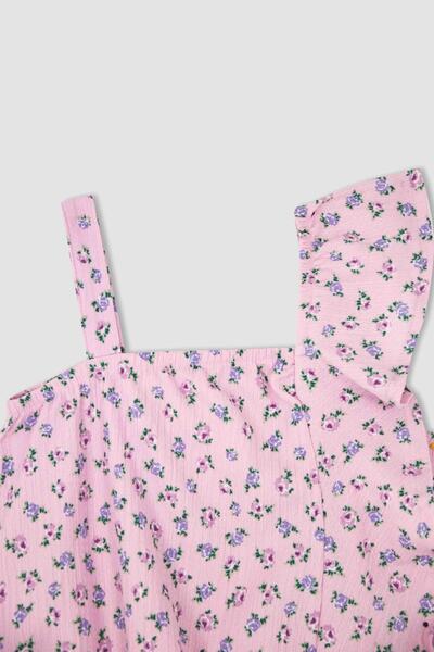 DeFacto Girl's Floral Strappy Blouse and Shorts 2-Piece Set