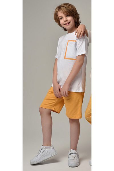 Çikoby Boys Yellow Strip Pocket Shorts Suit