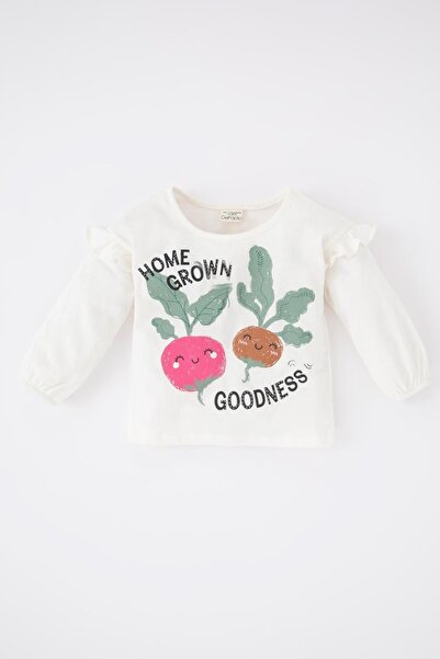 DeFacto Kız Bebek Bisiklet Yaka Uzun Kollu Penye Tişört