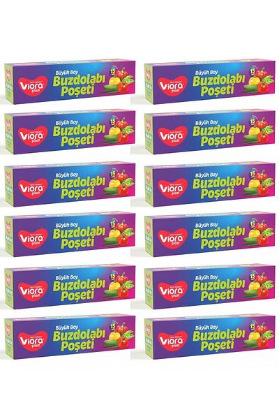 viora أكياس ثلاجة 12 عبوة حجم كبير 180 قطعة 30x45 سم