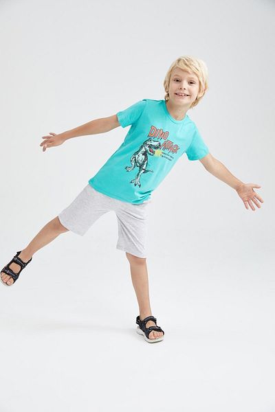 DeFacto Boy's Printed Short Sleeve T-Shirt Shorts Set of 2