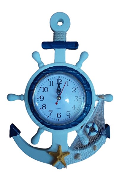 Genel Markalar Beyaz Deniz Temalı Yelkenli Dümen Duvar Saati, Şık ve Modern Tasarım