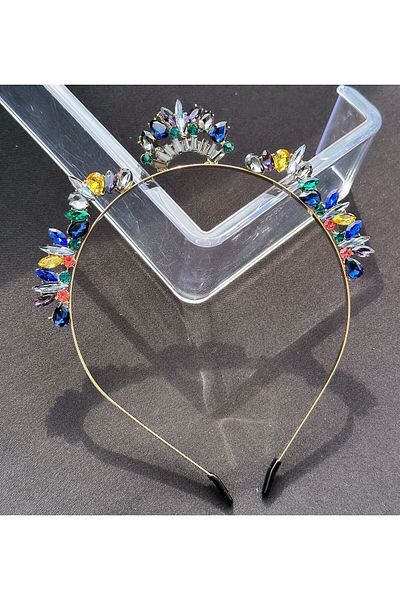 QUEEN AKSESUAR Trend fashion metal luxury crystal aloha carnival colored glass stone crown women's children's crown