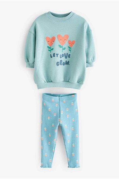 Next Baby Heart Patterned Top and Bottom Set