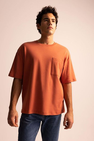 DeFacto Μπλουζάκι Premium Oversize Fit Crew Neck 100% βαμβακερό