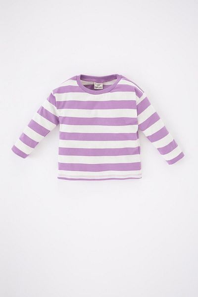 DeFacto Baby Boy Striped Crew Neck Combed Cotton Long Sleeve T-Shirt