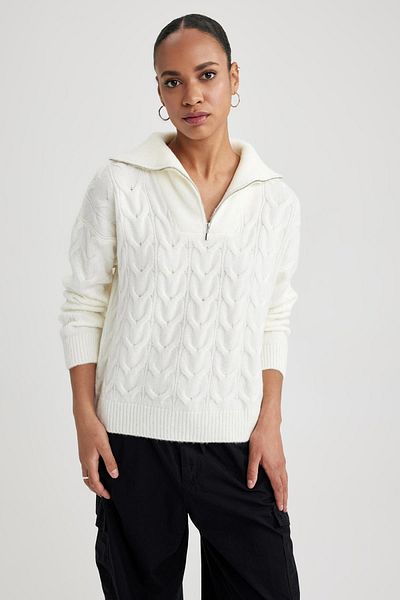 DeFacto Oversize Fit Zippered Collar Sweater A3874ax23wn