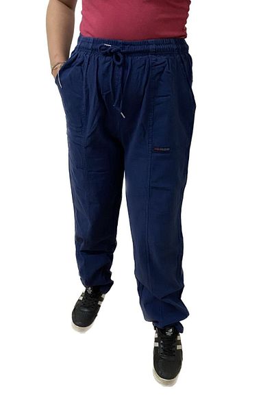 FATELLA Women's Raw Cloth Summer Comfortable Elastic Waist Corded Linen Look Cotton Trousers
