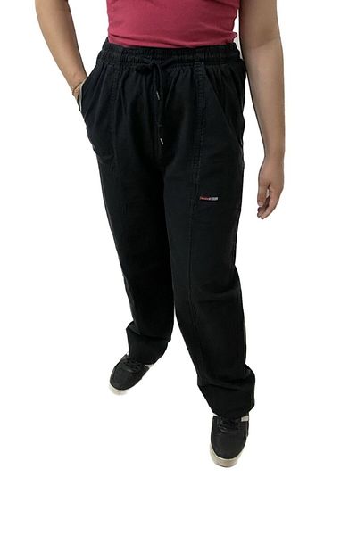 FATELLA Women's Raw Cloth Summer Comfortable Elastic Waist Corded Linen Look Cotton Trousers