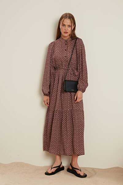 Manuka Viskózové šaty s balonovými rukávy - květinový vzor Çitir