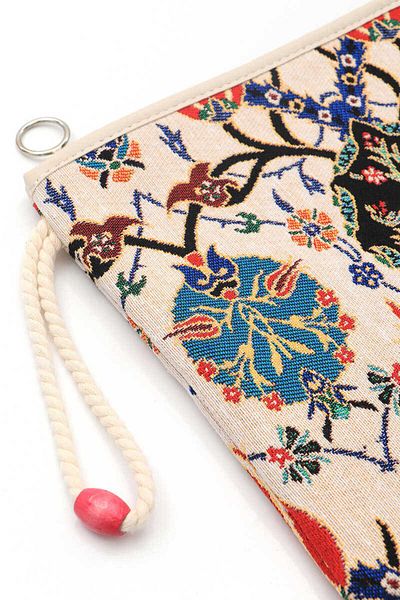 Bursa İpek Tulip Patterned Tile Tapestry Handbag