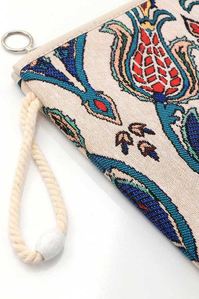 Bursa İpek Candlestick Tulip Pattern Tapestry Handbag