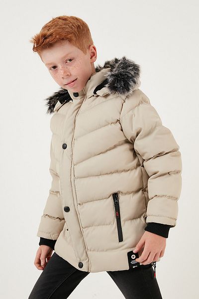 Lela Faux Fur Plush Lined Removable Hooded Coat Boy's Coat 5763028