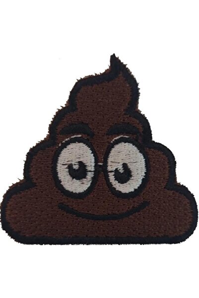 Sim Nakış Cırt Bantlı Şaşkın Bok Kaka Emoji nakış işleme arma patch peç 4.5×5 cm