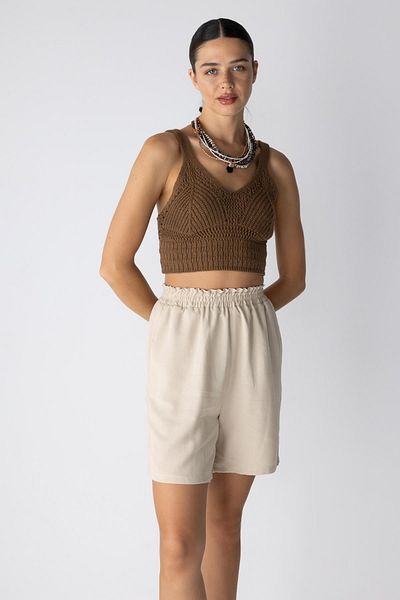 DeFacto Paperbag Waist Wide Leg Linen Blended Shorts A4879x23sm