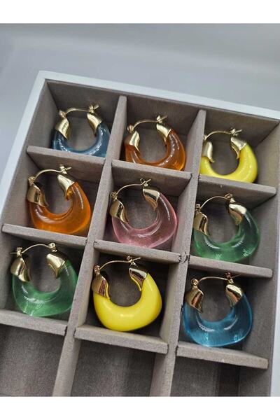 YUGENCONCEPT Renkli Akrilik Reçine Sepet Küpe