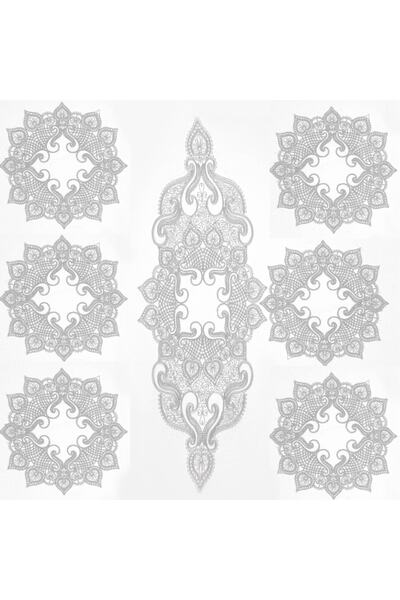 Çt Çeyizci Tekstil Set de farfurii de servire americane de lux pentru 6 persoane, 1 pasaj, 6 farfurii