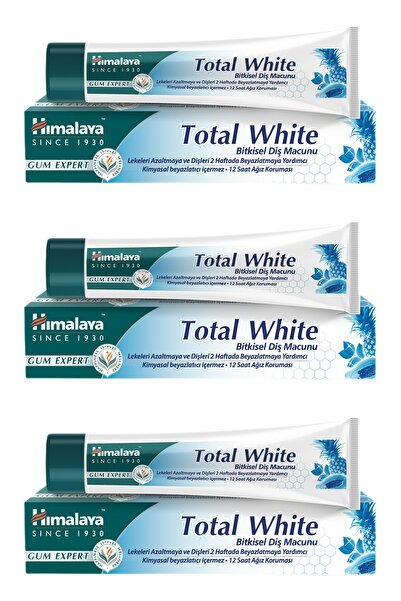 Himalaya Since 1930 Total White Beyazlatıcı Diş Macunu, Bitkisel, Vejetaryen, Florürsüz, Parabensiz, 100 ml 3 Adet