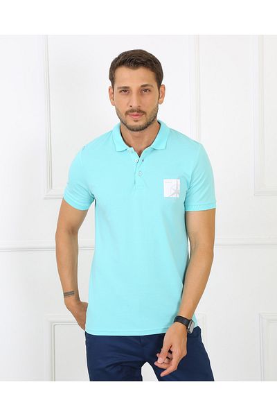 LACİVERTMEN Ανδρικό μπλουζάκι 2127-1 Premium με στάμπα Polo Neck Regular Fit