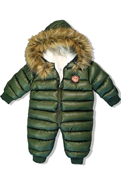 CANSIN Kalın Kürklü Ve Çıkabilir Fermuarlı Peluş 1- 4 Yaş Kozmonot Tulum