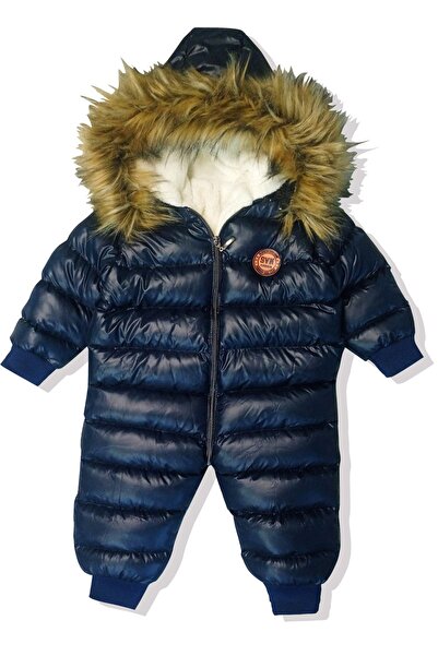 CANSIN Kalın Kürklü Ve Çıkabilir Fermuarlı Peluş 1- 4 Yaş Kozmonot Tulum