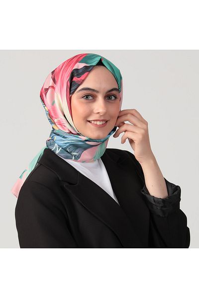 ipekistanbul Βαμβακερό μεταξωτό σάλι - Τροπικό σχέδιο - Πούδρα