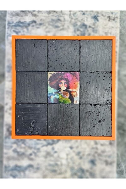 Resmo AKRA 32X32CM TRAVERTEN TAŞ TURUNCU SEHPA