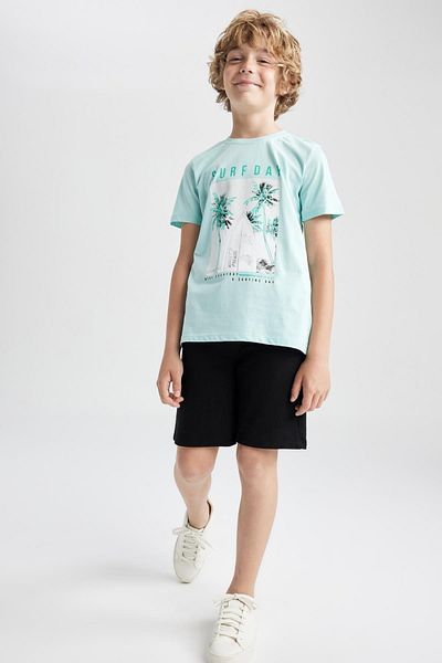 DeFacto Boy's Crew Neck Printed Short Sleeve T-Shirt A2407a823sm