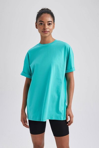 DeFacto Střih Oversize Fit Tričko s výstřihem Sport Potištěný Sportovec Tričko s krátkým rukávem 100% bavlna A7109ax23hs