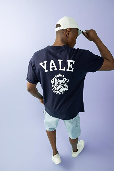DeFacto Yale University Comfort Fit Crew Neck Back Printed Short Sleeve 100% ...