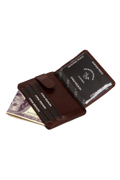 Newish Macchiato Men's Genuine Leather Slim Thin Multi-Function Card Holder (HORIZONTAL) Brown