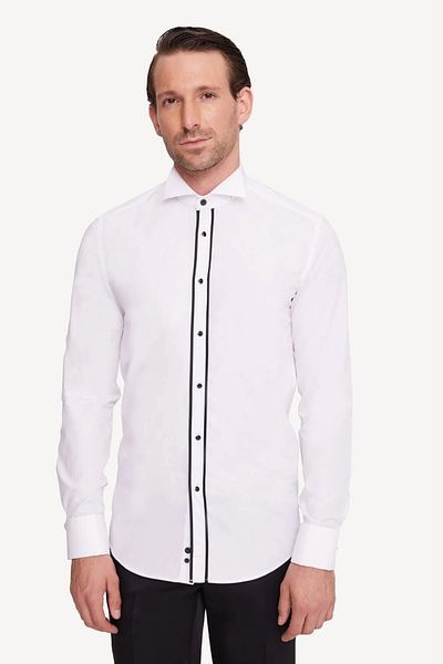 RAGAZZO Cămașă neagră cu guler Ata, cu nasturi, slim fit
