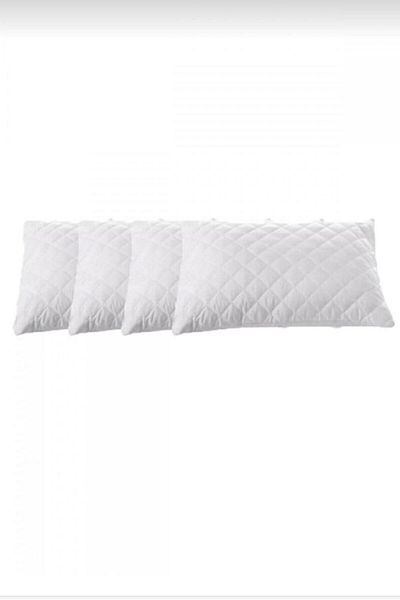 AYHOME 4 Pieces Quilted Liquid Proof Pillow Cover Pillow Protector Pillow Case Cotton White 50x70 Cm