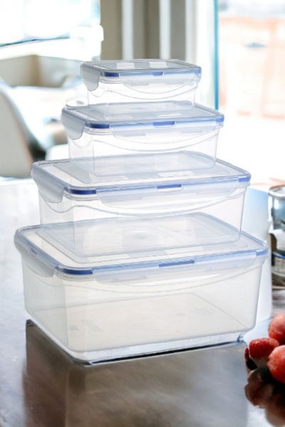 Melkan Home Locked Lid Airtight Rectangular Storage Container Set of 4 Total 9.65 Liters Large Volume