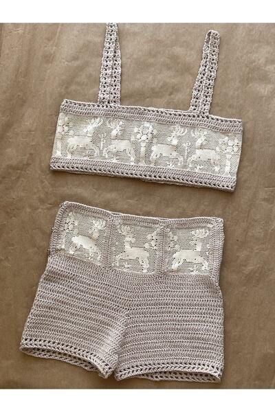 scyllastore Dune Designer Custom Design - Lace Embroidered Shorts and Bustier...