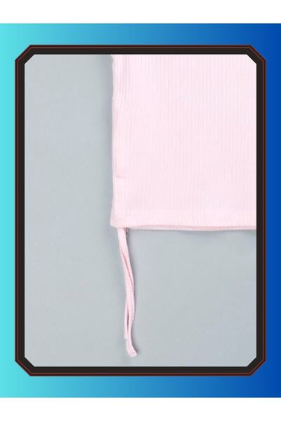 edoy Yandan Ipli Crop Bağcıklı %100 Pamuklu Büzmeli Kız Atlet