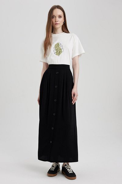 DeFacto Regular Fit Crew Neck Floral Short Sleeve 100% Cotton T-shirt Tunic A8029ax23hs