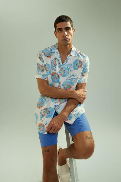 DeFacto Modern Fit Apache Collar Short Sleeve Shirt A9560ax23hs