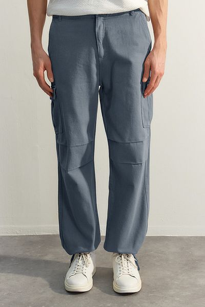 Trendyol Collection Marineblaue Limited Edition – Cargohose mit gebundenem Bein TMNSS23PL00035