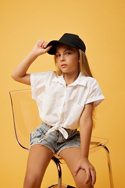 DeFacto Girl's Crop Poplin Short Sleeve Shirt B0785a823hs