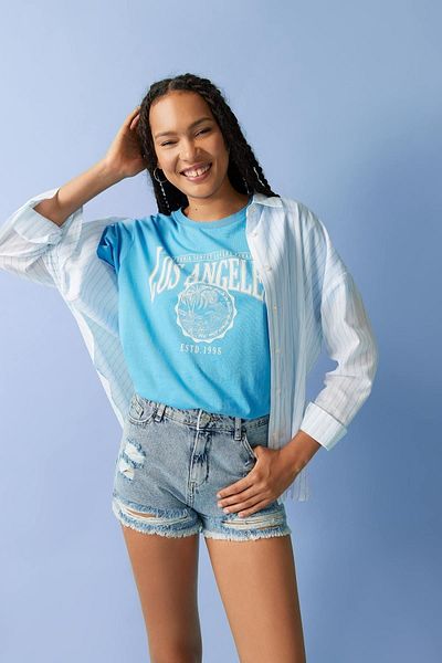 DeFacto Regular Fit Crew Neck Printed Short Sleeve 100% Cotton T-shirt B1016ax23hs