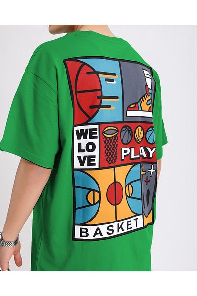 Renkli Store BSC We Love Play Basket Printed Unisex T-Shirt - Green