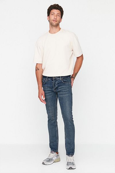 Trendyol Collection Σκούρο μπλε Skinny Fit τζιν με ελαστικό ύφασμα - Καφέ Tumbled, TMNAW23JE00047