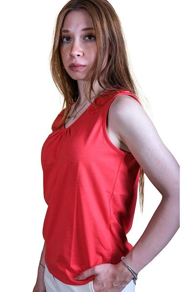 Blues Outlet WOMEN'S BACK AND SHOULDER LACE POLYESTER BLUZ-RED