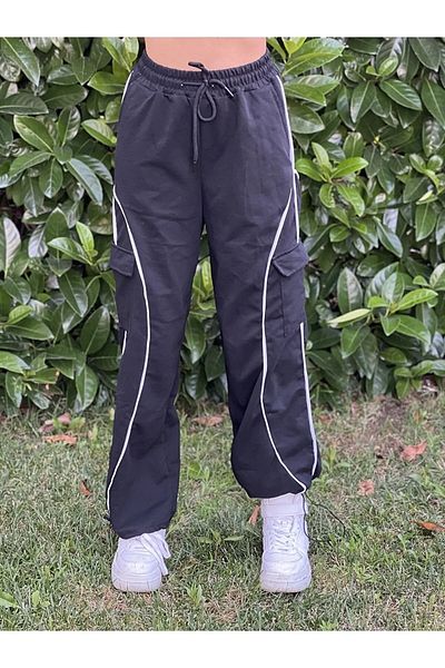 Gofeel Vintage Line Detail Cargo Pocket Trotters Baggy Sweatpants