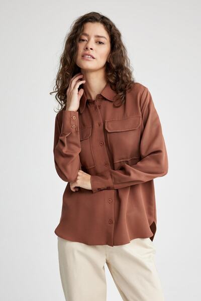 DeFacto Μακρυμάνικο πουκάμισο βισκόζης με κανονική εφαρμογή