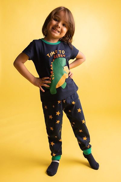 DeFacto Baby Boy Patterned Ribbed Short Sleeve Pajama Set Z4275a223sp