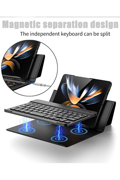 Fogy Galaxy Z Fold 5 Uyumlu Standlı Bluetooth Klavyeli Ve Keyboard Kapak