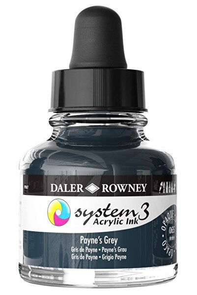 Daler Rowney System 3 Sıvı Akrilik Mürekkep Boya 29.5ml 065 Paynes Grey