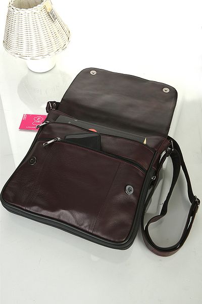 fubileather Geantă Crossman din piele naturală cu burduf